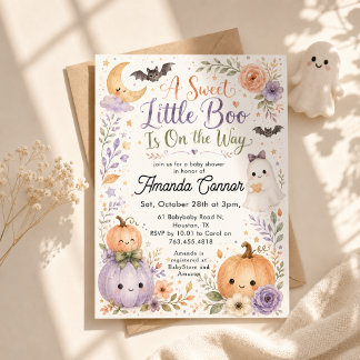 Liten Boo är på väg Halloween Baby Shower Inbjudningar