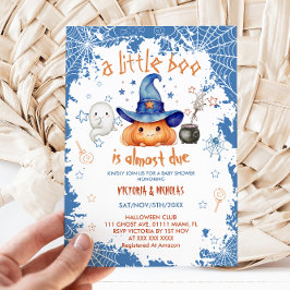Liten Boo Blå Pojke Pumpa Baby Shower Inbjudningar