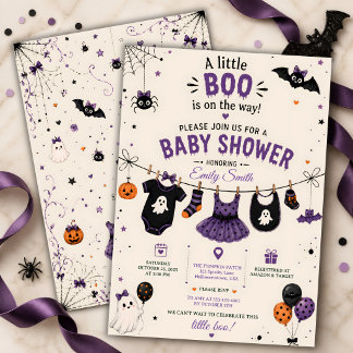 Liten Boo Halloween Baby Shower Klädstreck Inbjudningar
