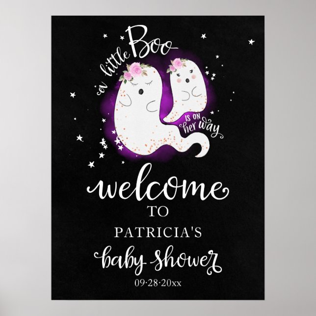 Liten Boo Halloween Baby Shower Välkomstskylt Poster (Framsidan)