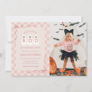 Liten Boo Halloween-flicka 2-års födelsedagsfoto Inbjudningar