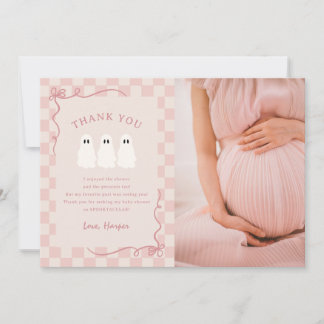 Liten Boo Halloween Flicka Spöke Baby Shower Foto Tack Kort