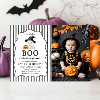 Liten Boo Halloween-spöke 2-års födelsedagsfoto Inbjudningar