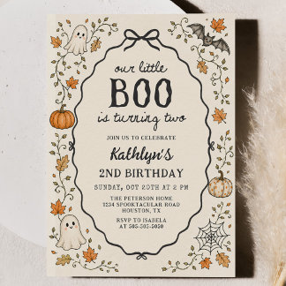 Liten Boo Halloween-spöke 2-års födelsedagsinbjuda Inbjudningar