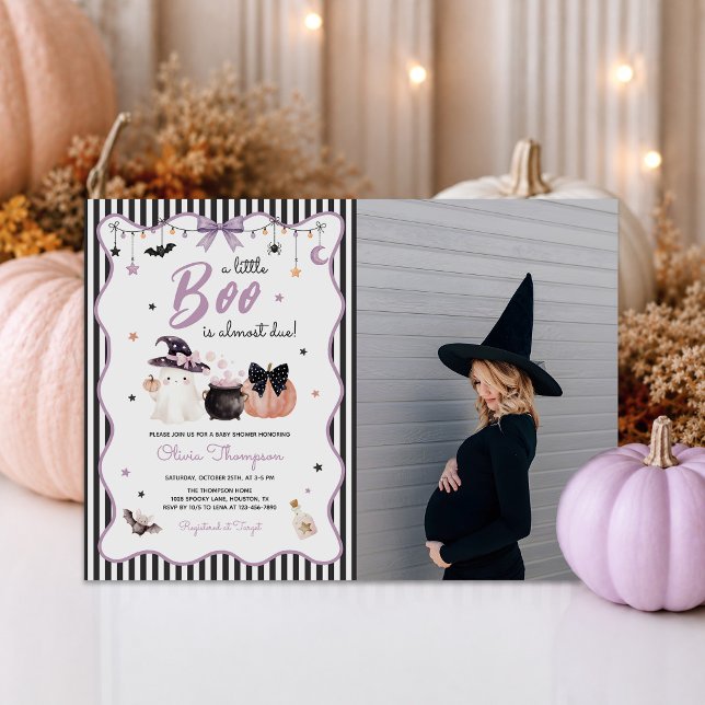 Liten Boo Halloween Spöke Bebisdusch Foto Inbjudningar (Skapare uppladdad)