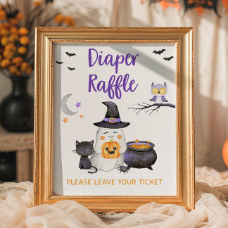 Liten Boo Neutral Halloween Blöja Lotteri Skylt