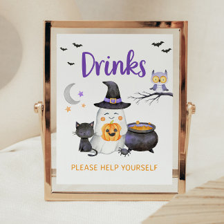 Liten Boo Neutral Halloween Spöken Drycker Skylt