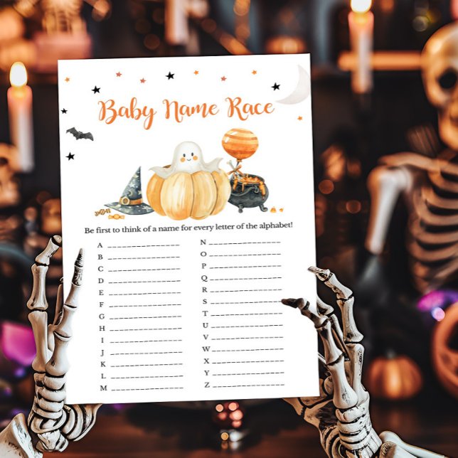 Liten Boo Pumpkin Halloween Baby Namntävling Spel (Pumpkin Halloween Baby Shower Baby Name Race Game)
