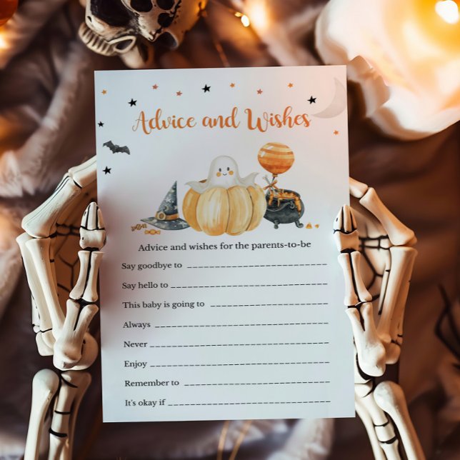 Liten Boo Pumpkin Råd och Önskningar Spel (Pumpkin Halloween Baby Shower Advice and Wishes Game)