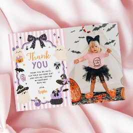 Liten Boo Söt Ghost Halloween 1-års födelsedagsfot Tack Kort