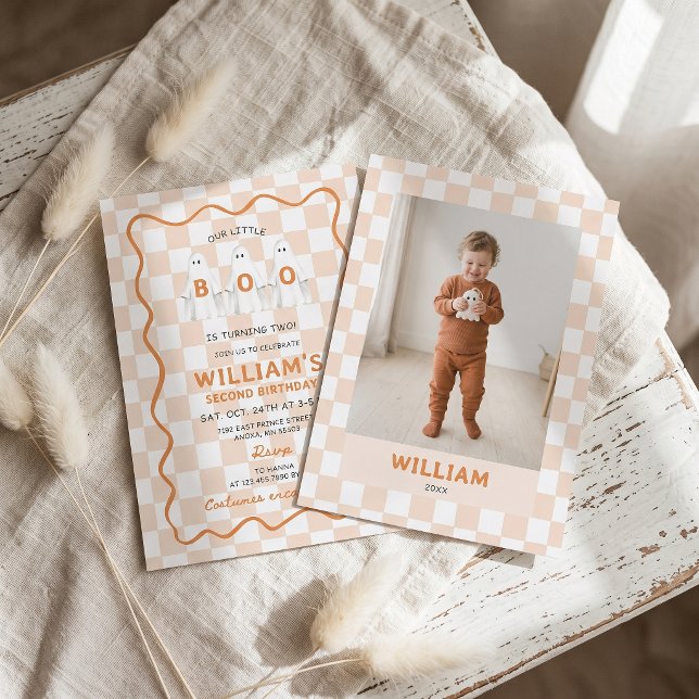 Liten Boo söt spök födelsedagsinbjudan Inbjudningar (Skapare uppladdad)