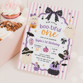 Liten Boo Söt Spöke Halloween 1-års Födelsedag Inbjudningar