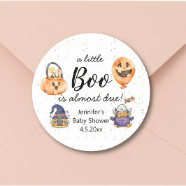 liten boo, söt vattendärg halloween babydusch runt klistermärke