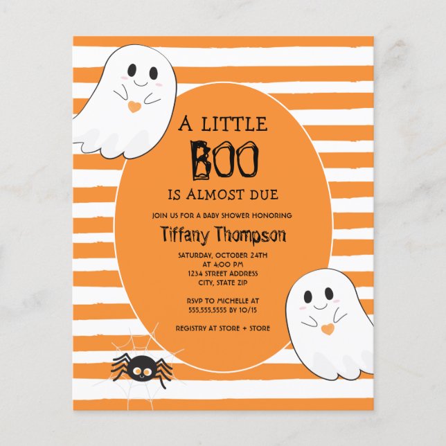 Liten Boo-spöke Budget Halloween Baby Shower (Framsida)