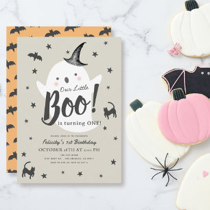 Liten Boo-spöke Halloween 1-årsdag Inbjudningar