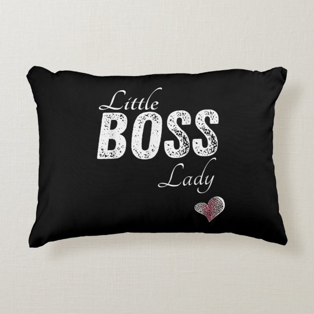 Liten Boss Dam Baby Barn Småbarn Flicka Kort Prydnadskudde (Framsidan)