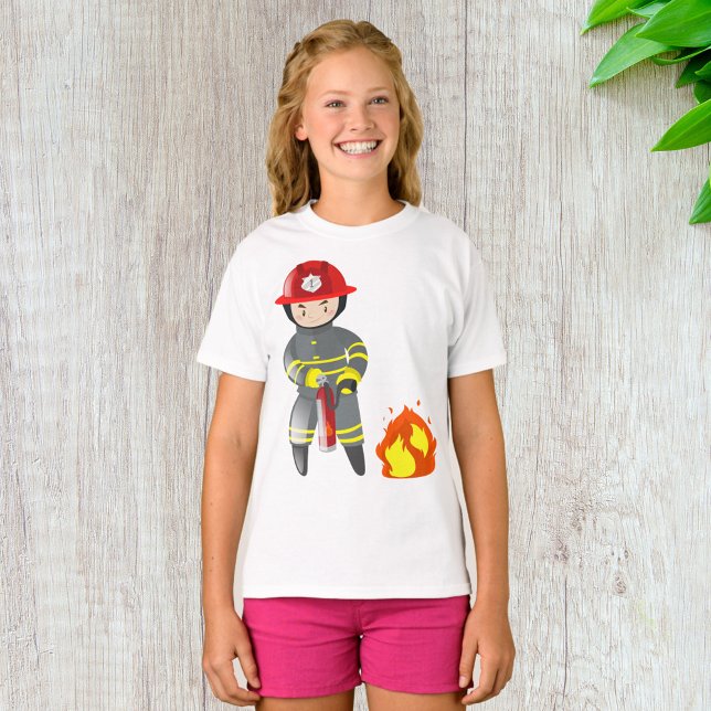 Liten brandman hjälte som släcker eld t shirt (Skapare uppladdad)