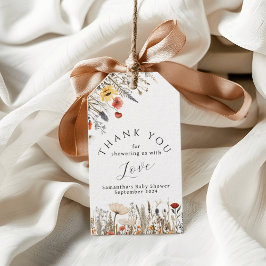 Liten Bright Wildblomblomma Blommor Babyskal Presentetikett