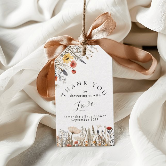 Liten Bright Wildblomblomma Blommor Babyskal Presentetikett (Skapare uppladdad)