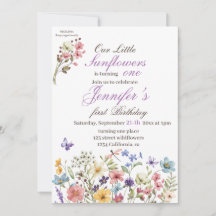Liten Bright Wildblommor Watercolor Birthday