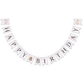 Liten Bright Wildblommor Watercolor Birthday Vimplar