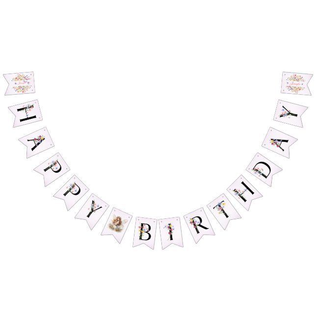 Liten Bright Wildblommor Watercolor Birthday Vimplar (Alla)