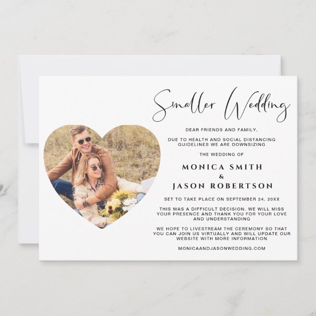 Liten bröllopsfoto hjärtformad ram Elegant Meddelande (Framsida)