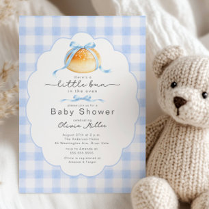 Liten bulle i ugnen pojke baby shower inbjudan