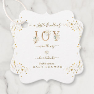 Liten bunt av Joy White Guld Blommigt Baby Shower Gåvor Etiketter