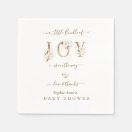 Liten bunt av Joy White Guld Blommigt Baby Shower Pappersservett