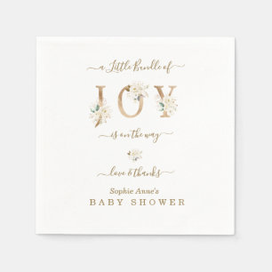 Liten bunt av Joy White Guld Blommigt Baby Shower Pappersservett