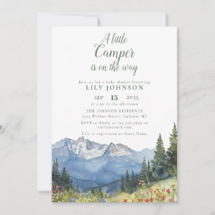 Liten camper berg allt i ett QR baby shower Inbjudningar