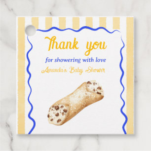 Liten Cannoli Gul Blå Italiensk Baby Shower Gåvor Etiketter