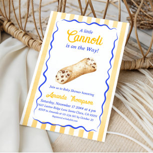 Liten Cannoli Gul Blå Italiensk Baby Shower Inbjudningar