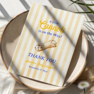 Liten Cannoli Gul Blå Italiensk Baby Shower Tack Kort