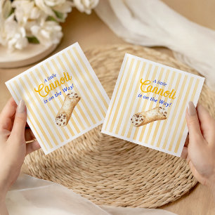 Liten Cannoli Gul Blå Italiensk Babyfest Pappersservett