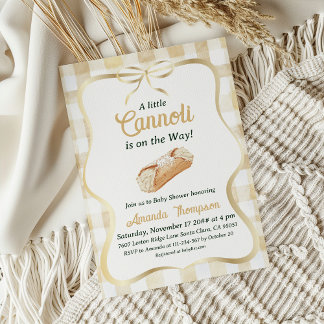Liten Cannoli Neutral Beige Italiensk Baby Shower Inbjudningar