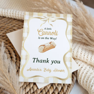 Liten Cannoli Neutral Beige Italiensk Baby Shower Tack Kort