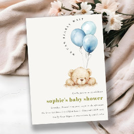Liten Chic Blue Barly Wait Balloon Baby Shower Inbjudningar
