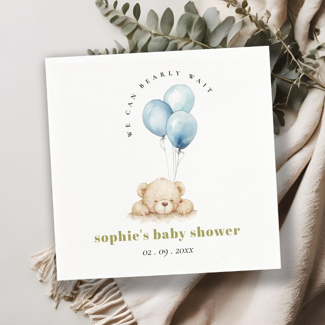 Liten Chic Blue Barly Wait Balloon Baby Shower Pappersservett (Skapare uppladdad)