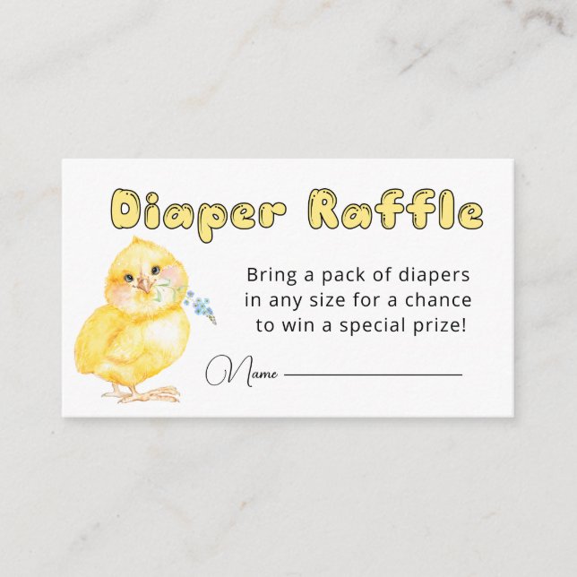 Liten Chick Babyskåda Diaper Raffle Tilläggskort (Framsida)