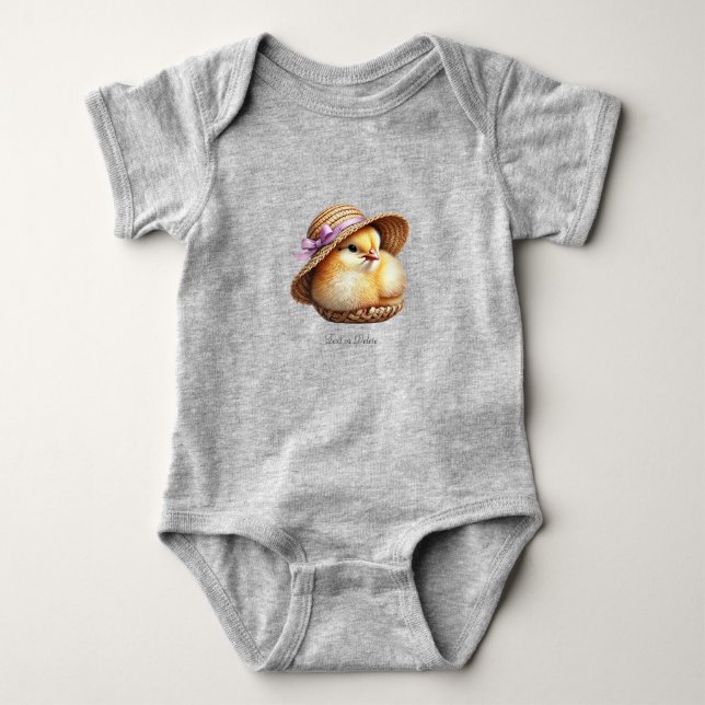 Liten Chick Rosa Ribbon Baby Bodykostym T Shirt (Framsida)