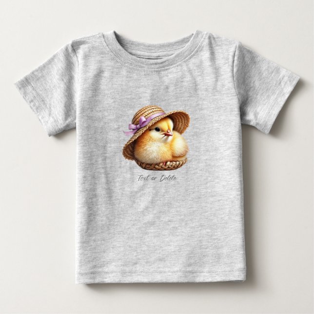 Liten Chick Rosa Ribbon Baby T-Shirt (Framsida)