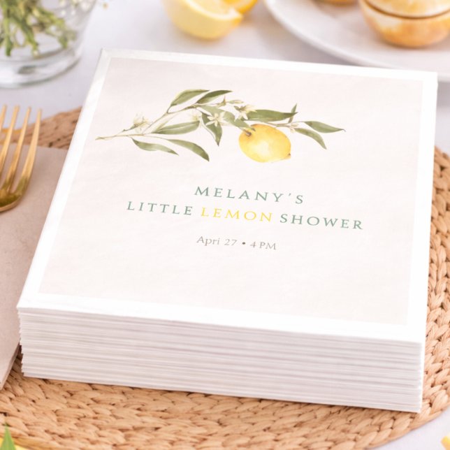 Liten Citron Citrus Baby Shower Pappersservett (Little Lemon Citrus Baby Shower Napkins)