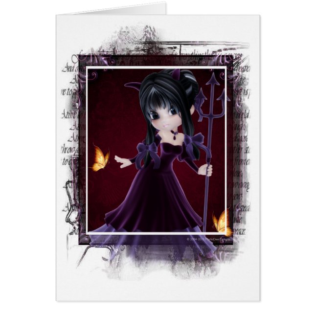 Liten Cookie Devil Girl Design 6 Fantasykort 2 Hälsningskort (Framsidan)