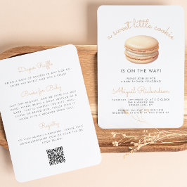 Liten Cookie Macaron QR-kod Neutral Bebis-fest Inbjudningar