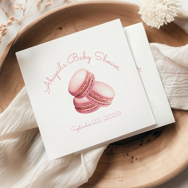 Liten Cookie Macaron Rosa Bebis Baby Shower Pappersservett (Skapare uppladdad)