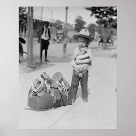 Liten cowboy, 1923. Vintage foto Poster