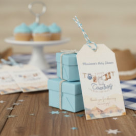 Liten Cowboy Baby Babyshower Presentkort Presentetikett