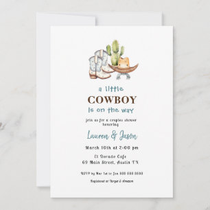 Liten Cowboy Baby Shower Inbjudan